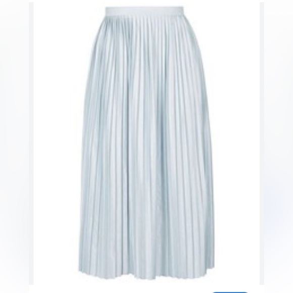 Topshop Shimmering Silver Pleated Midi Skirt sz 8 - Picture 2 of 7